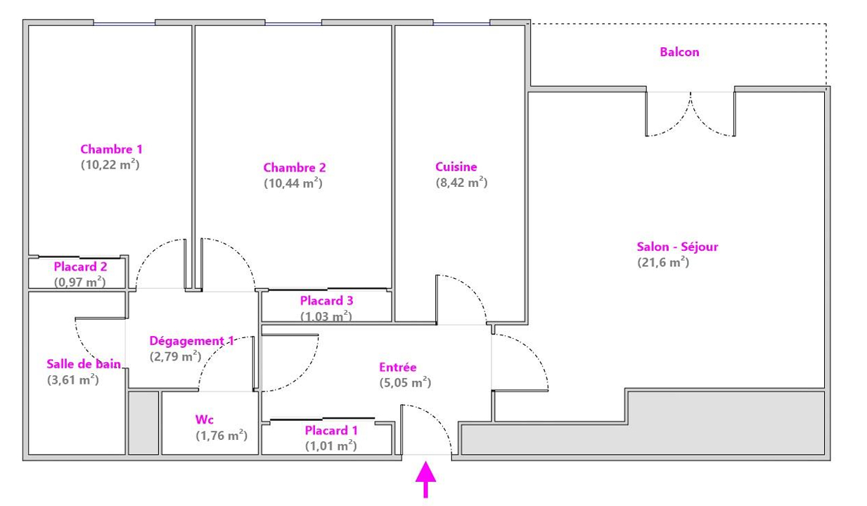 À Vendre - Appartement T3 de 67 m² lumineux avec ascenseur et place de stationnement, emplacement idéal 