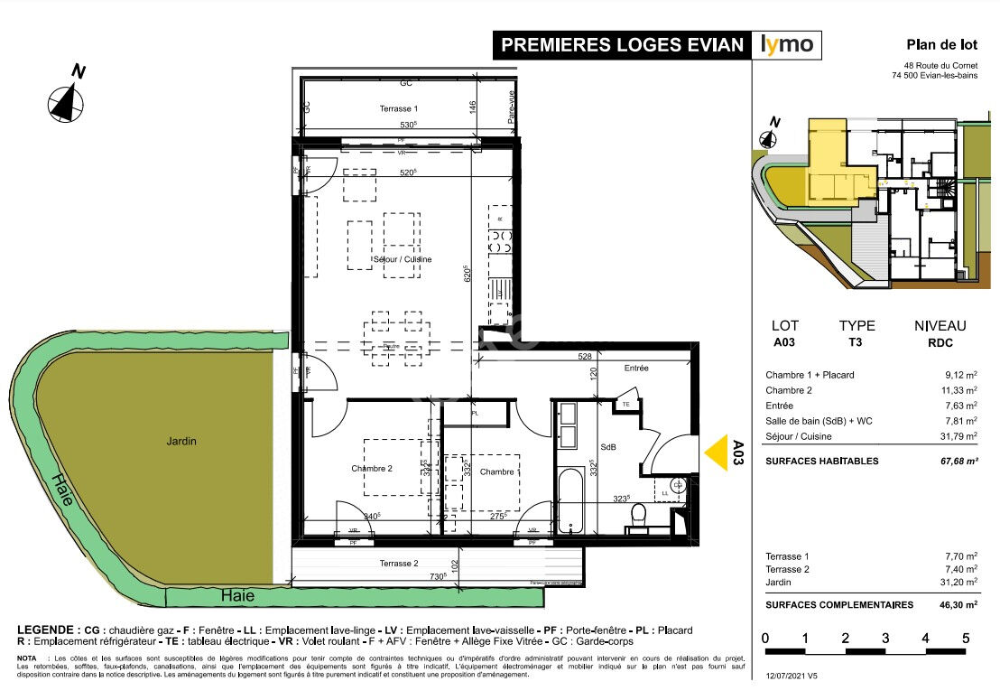 Appartement Evian-les-Bains T3 de 67.68m²
