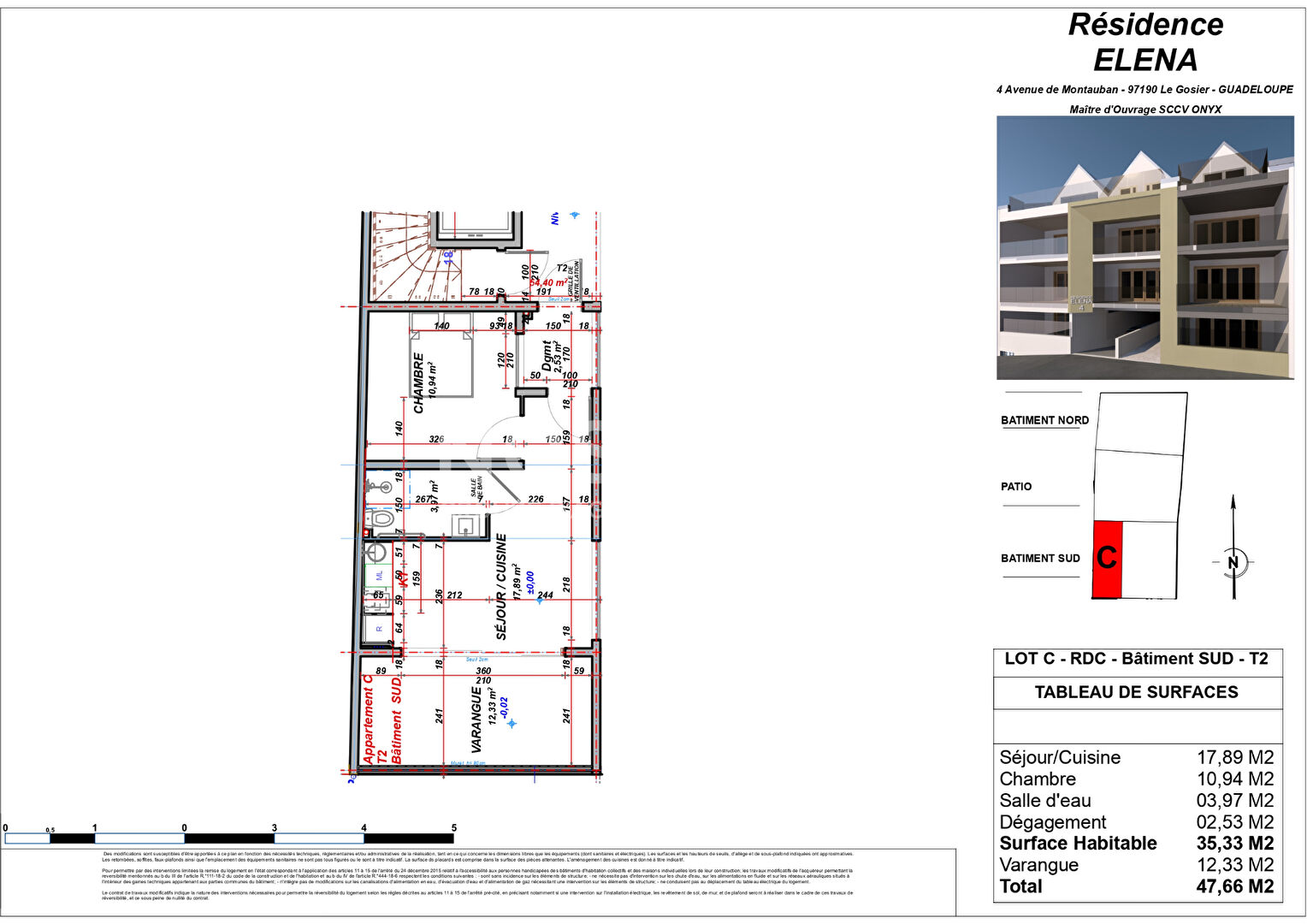 A VENDRE APPARTEMENT T2 NEUF EN VEFA AU BOURG DU GOSIER EN FACE DE LA PLAGE