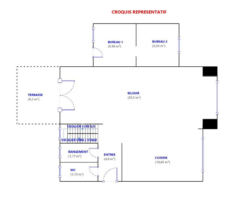 Maison avec jardin et garage - AVEC dépendances : maison 2 pièces et 2 espaces bureau