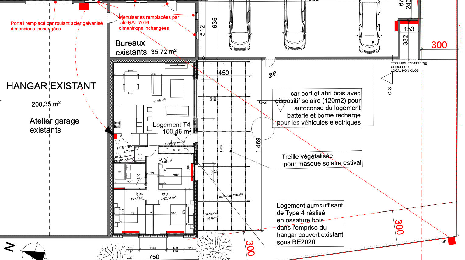 SAVERDUN : IDEAL PROJET PROFESSIONNEL, A VENDRE HANGAR ET CREATION D'UN LOGEMENT DE FONCTION
