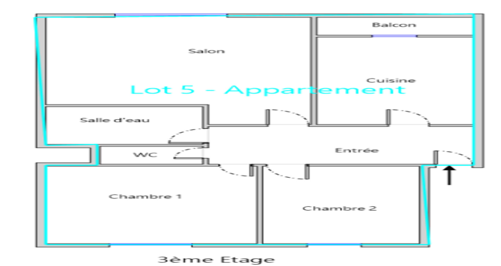Appartement T3 traversant de 73m² lumineux quartier Saint Pierre